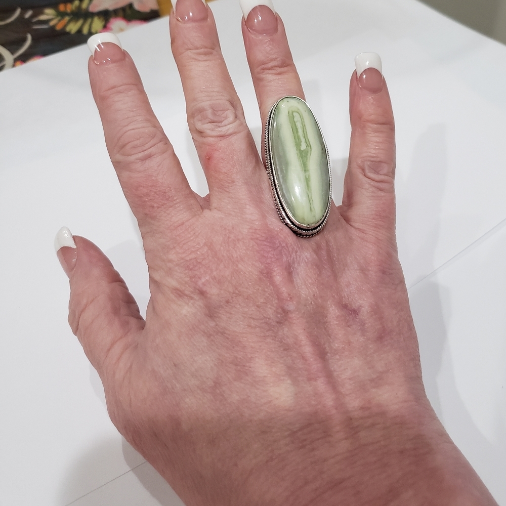 Larsonite Gemstone, 925 Silver Ring - image 7